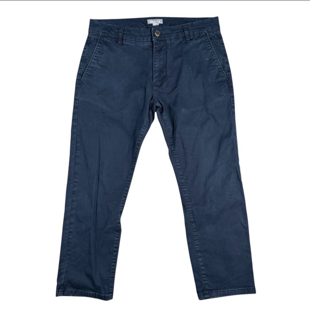 Ash & Erie Essential Chino Pants Mens 31x25(24) Stretch Twill Navy Blue Preppy